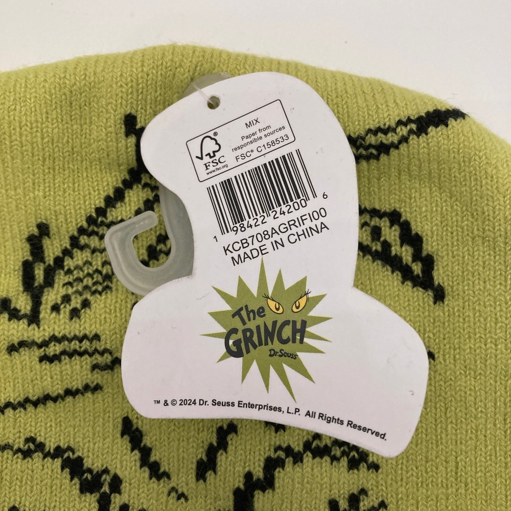 How The Grinch Stole Christmas Dr. Seuss Cartoon Character Beanie Hat Adult - Picture 2 of 3